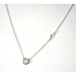 Sterling Silver Necklace With Solitaire Rhinestone Pendant 18" Chain li611
